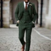 Bottle Green Herringbone Tweed Suit -Men's Clothing Shop 01 33