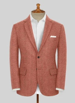 Naples Wide Herringbone Caramine Pink Tweed Suit -Men's Clothing Shop Napleswideherringbonecarminepinktweedsuitlook 2