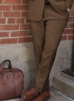 Naples Wide Herringbone Tan Tweed Suit -Men's Clothing Shop Napleswideherringbonetantweedsuitlook 4