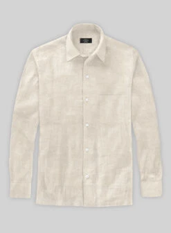 Beige Cotton Linen Shirt -Men's Clothing Shop beigecottonlinenshirtlook 1