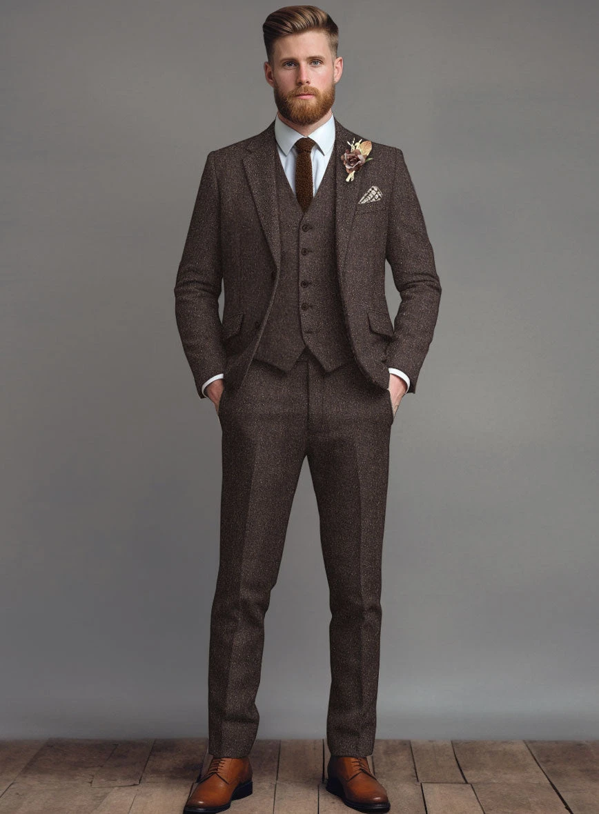 Brown Flecks Donegal Tweed Suit 3 Brown Flecks Donegal Tweed Suit