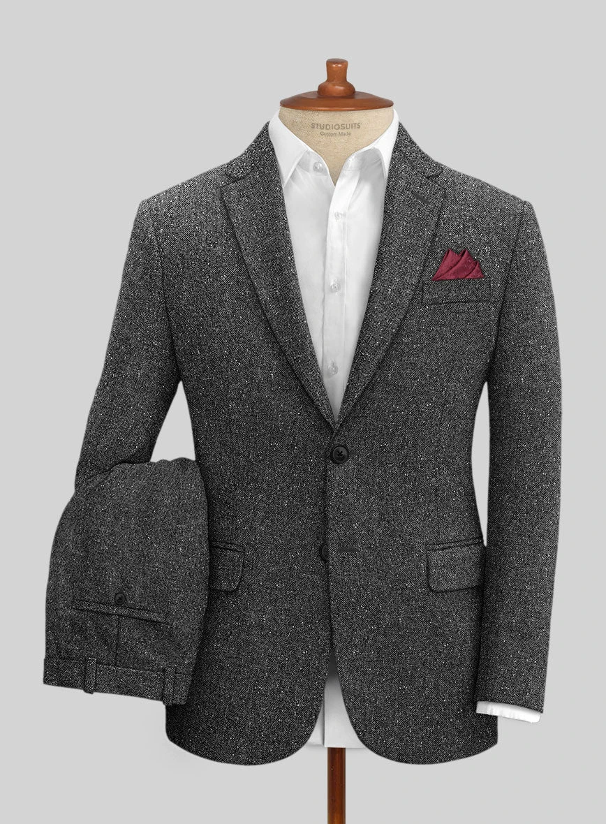 Charcoal Flecks Donegal Tweed Suit 3 Charcoal Flecks Donegal Tweed Suit