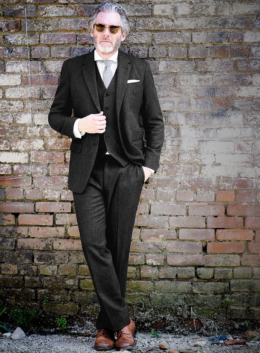 Charcoal Herringbone Tweed Suit 4 Charcoal Herringbone Tweed Suit - Image 2