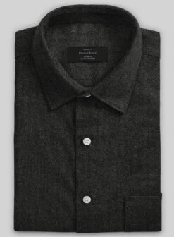 Charcoal Herringbone Tweed Shirt