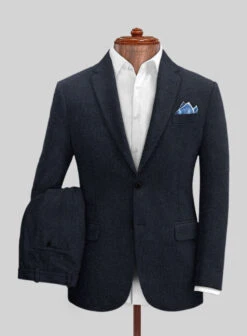 Deep Blue Herringbone Tweed Suit