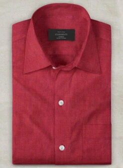 European Melon Red Linen Shirt