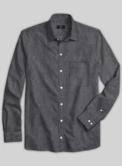 European Anchor Gray Linen Shirt -Men's Clothing Shop europeananchorgraylinenshirtfullsleevelook 1