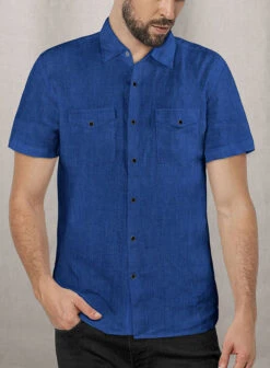 European Sapphire Blue Linen Western Style Shirt -Men's Clothing Shop europsapphirebluelinweststyleshirtlk 1 cc6a27ff 5759 41cc 8836 65c2eb7b4e0a