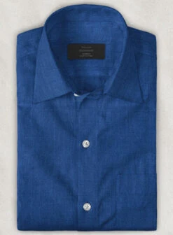 European Sapphire Blue Linen Shirt