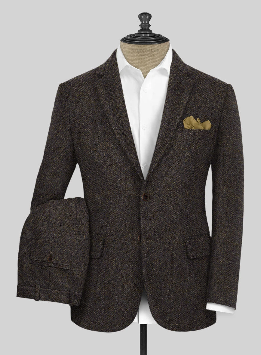 Highlander Heavy Dark Brown Herringbone Tweed Suit 3 Highlander Heavy Dark Brown Herringbone Tweed Suit