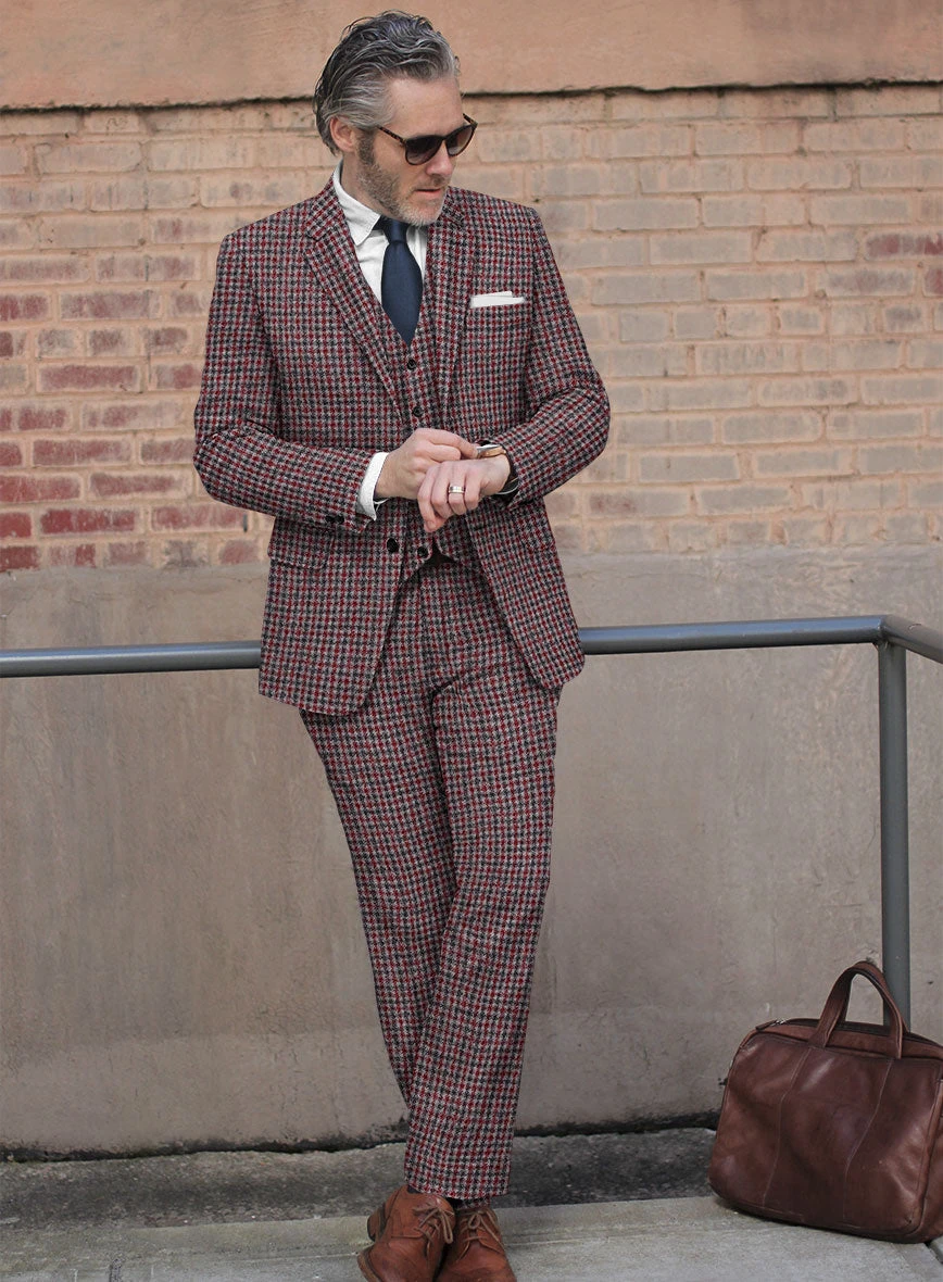 Highlander Heavy Maroon Houndstooth Tweed Suit 4 Highlander Heavy Maroon Houndstooth Tweed Suit - Image 2