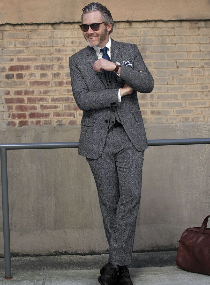 Highlander Heavy Charcoal Herringbone Tweed Suit 4 Highlander Heavy Charcoal Herringbone Tweed Suit - Image 2