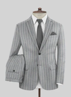 Italian Gray Stripe Cashmere Wool Suit