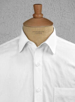 Italian Cotton Dobby Meica White Shirt -Men's Clothing Shop italiancottondobbymeicawhiteshtslshirtlook 1