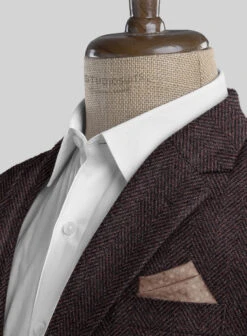 Italian Highlander Dark Wine Herringbone Tweed Suit -Men's Clothing Shop italianhighlanderdarkwineherringbonetweedsuitlook 4