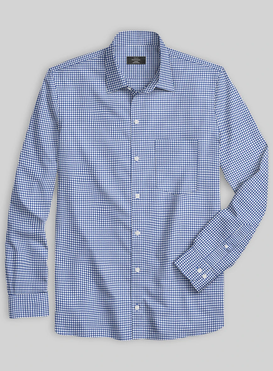 Italian Lombardo Azure Blue Checks Shirt 4 Italian Lombardo Azure Blue Checks Shirt - Image 2