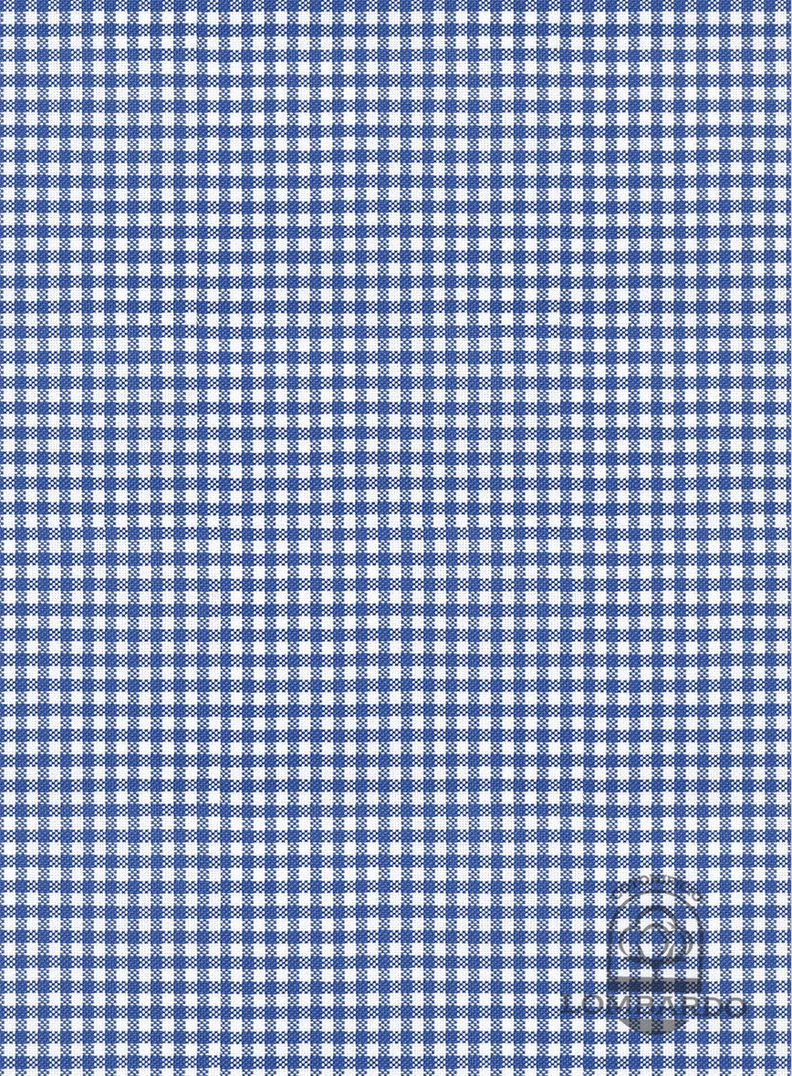 Italian Lombardo Azure Blue Checks Shirt 5 Italian Lombardo Azure Blue Checks Shirt - Image 3