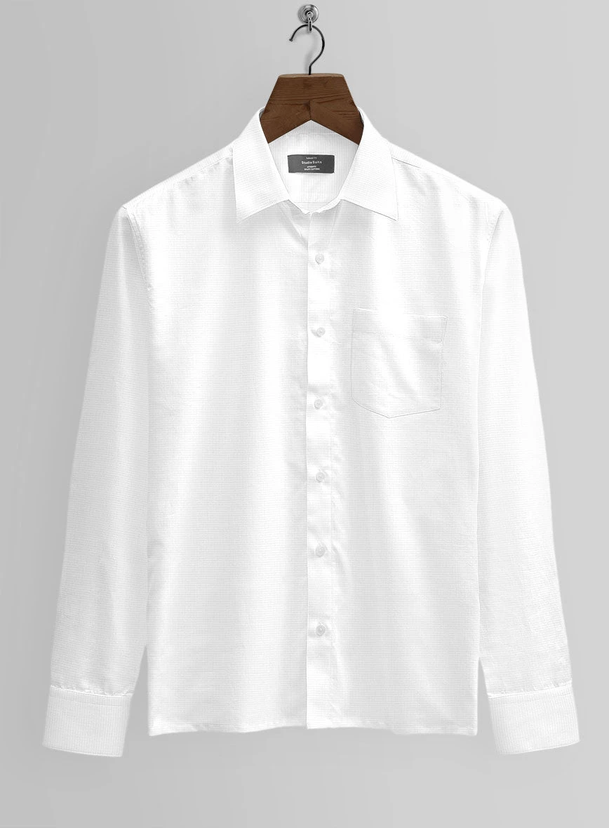 Italian Lombardo White Self Check Shirt 4 Italian Lombardo White Self Check Shirt - Image 2