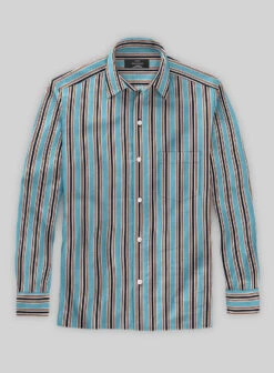 Italian Striped Blue Summer Linen Shirt 9 Italian Striped Blue Summer Linen Shirt -Men's Clothing Shop italianstripedbluesummerlinenshirtlook 1