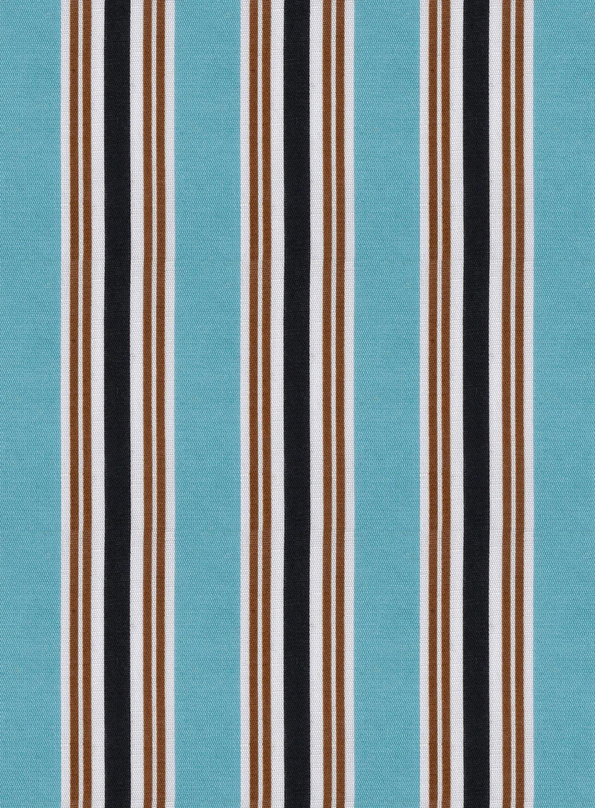 Italian Striped Blue Summer Linen Shirt 5 Italian Striped Blue Summer Linen Shirt - Image 3