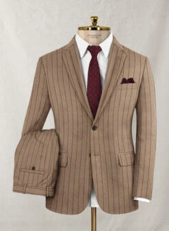 Italian Wool Cashmere Brown Stripe Suit