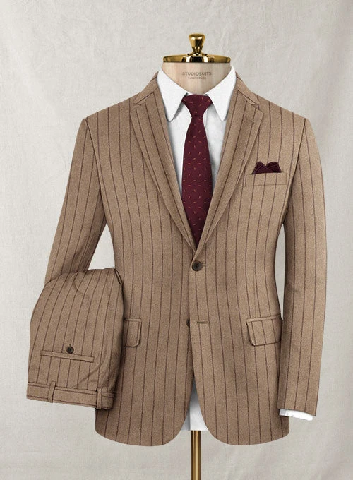 Italian Wool Cashmere Brown Stripe Suit 3 Italian Wool Cashmere Brown Stripe Suit
