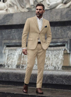 Naples Gondola Beige Tweed Suit -Men's Clothing Shop naplesgondolabeigetweedsuitlook 1