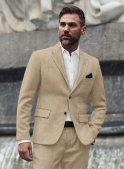 Naples Gondola Beige Tweed Suit -Men's Clothing Shop naplesgondolabeigetweedsuitlook 7