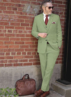 Naples Light Green Tweed Suit -Men's Clothing Shop napleslightgrntwdsuitlook 1