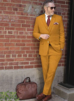 Naples Mimosa Yellow Tweed Suit -Men's Clothing Shop naplesmimosayellowtwdsuitlk 1