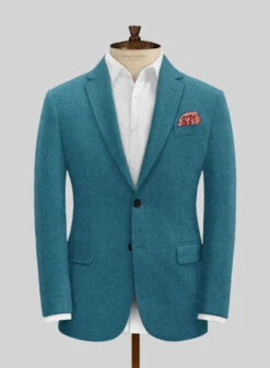 Naples Teal Blue Tweed Suit -Men's Clothing Shop naplestealbluetwdsuitlk 2