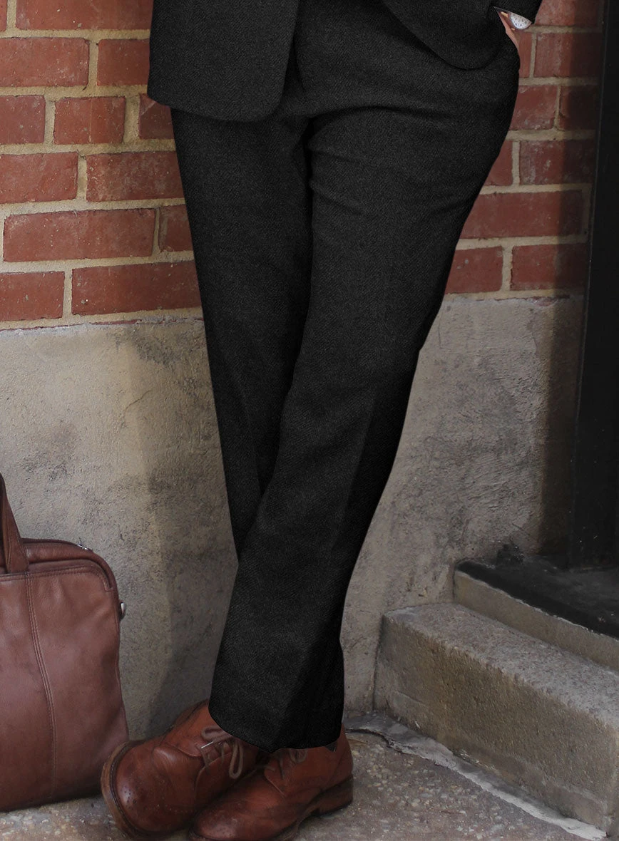 Naples Wide Herringbone Charcoal Tweed Suit 6 Naples Wide Herringbone Charcoal Tweed Suit - Image 4