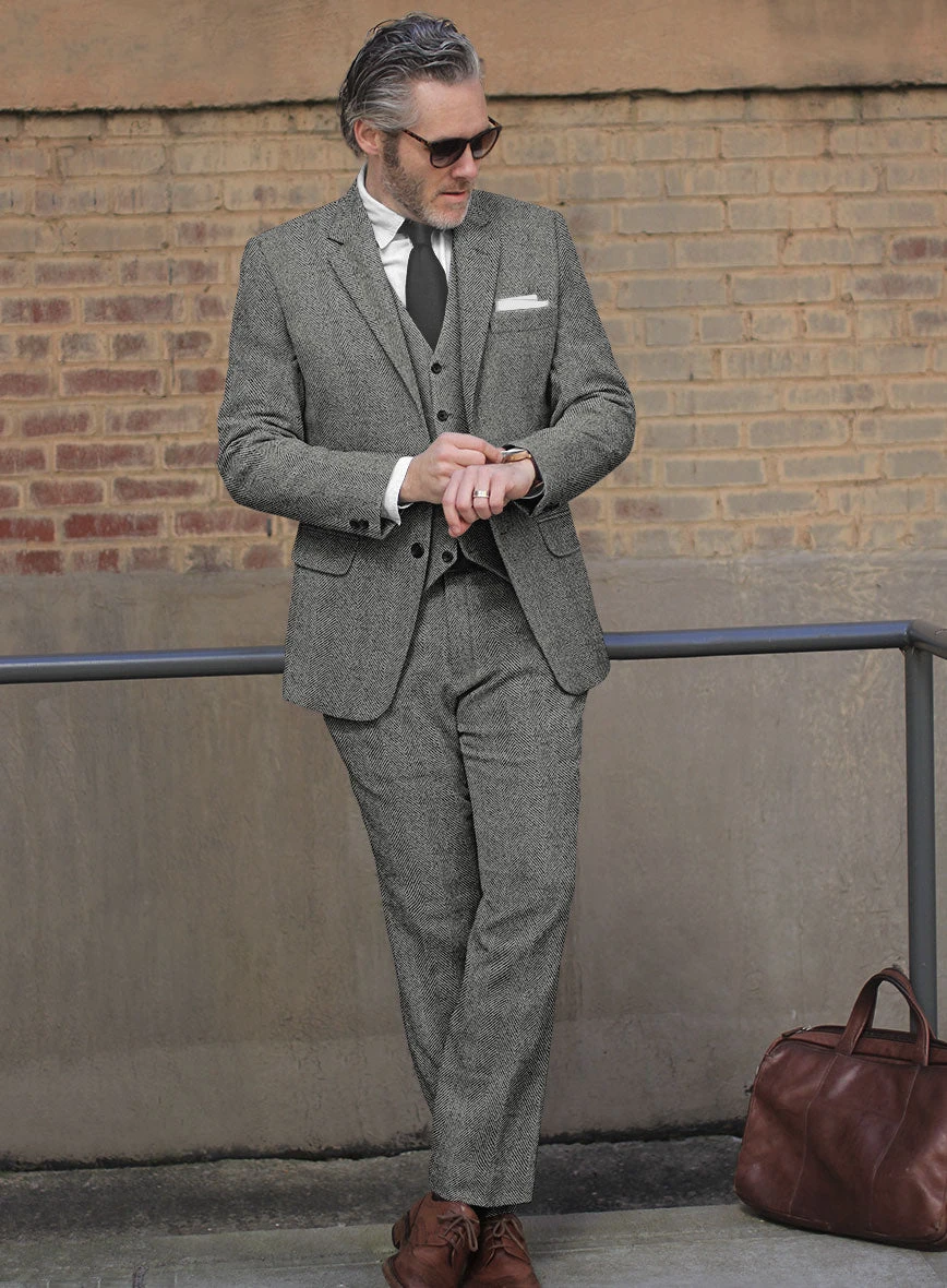 Naples Wide Herringbone Gray Tweed Suit 4 Naples Wide Herringbone Gray Tweed Suit - Image 2