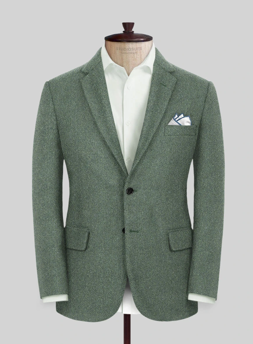 Naples Wide Herringbone Sage Green Tweed Suit 5 Naples Wide Herringbone Sage Green Tweed Suit - Image 3