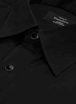 Plain Front Black Tuxedo Shirt -Men's Clothing Shop plainftblktuxshirtlook 2