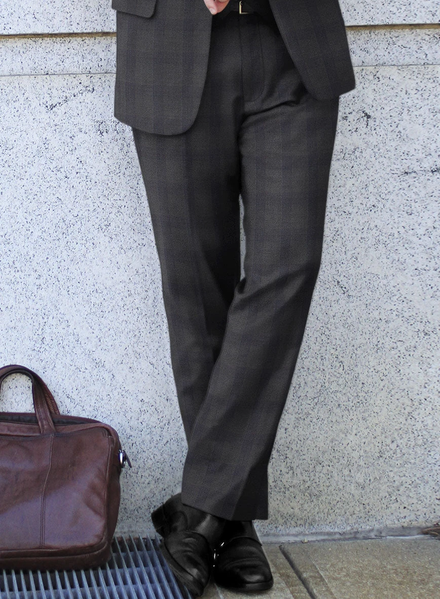 Scabal Arriol Checks Charcoal Wool Pants 4 Scabal Arriol Checks Charcoal Wool Pants - Image 2