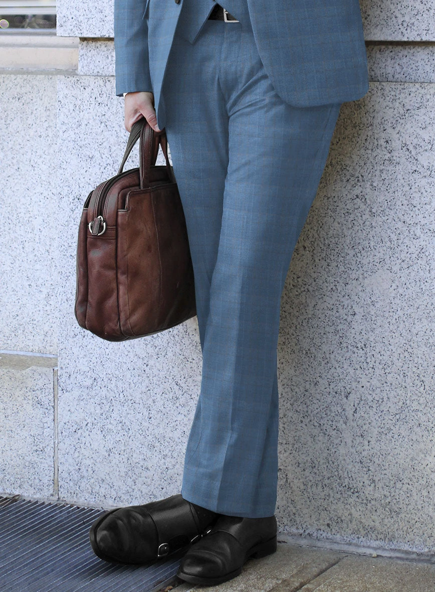 Scabal Cosmopolitan Prince Light Blue Wool Pants 4 Scabal Cosmopolitan Prince Light Blue Wool Pants - Image 2