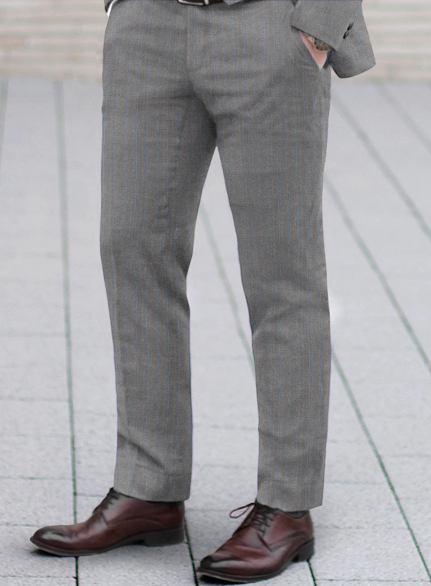 Scabal Cosmopolitan Stripe Gray Wool Pants 4 Scabal Cosmopolitan Stripe Gray Wool Pants - Image 2