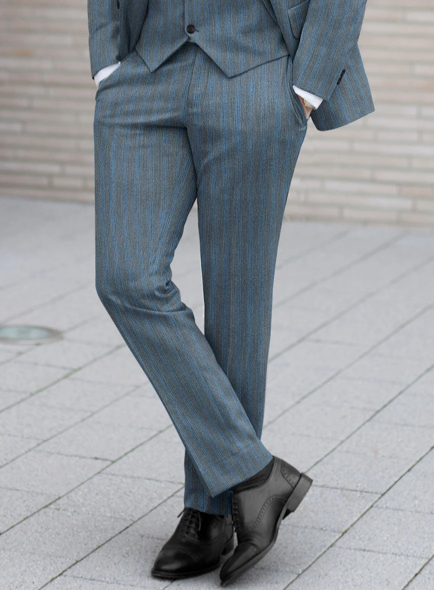 Scabal Londoner Struci Stripe Gray Wool Pants 4 Scabal Londoner Struci Stripe Gray Wool Pants - Image 2