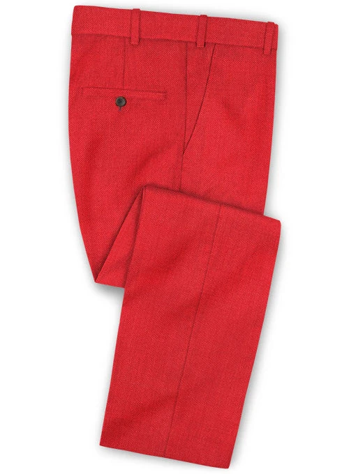 Scabal Scarlet Red Wool Pants 3 Scabal Scarlet Red Wool Pants