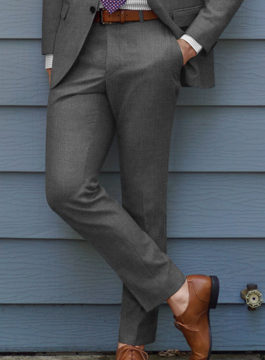 Scabal Tornado Pin Check Black Wool Pants 4 Scabal Tornado Pin Check Black Wool Pants - Image 2