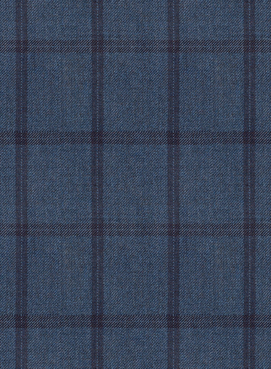 Scabal Tornado Windowpane Pacific Blue Wool Pants 5 Scabal Tornado Windowpane Pacific Blue Wool Pants - Image 3