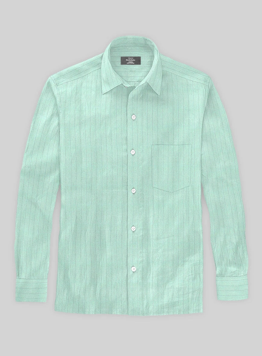 Tiffany Blue Stripe Linen Shirt 4 Tiffany Blue Stripe Linen Shirt - Image 2