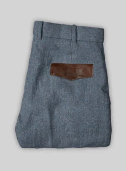 Vintage Herringbone Blue Tweed Suit - Leather Trims -Men's Clothing Shop vintblueherringleathsuitlook 6