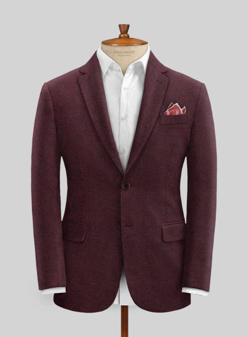 Wine Herringbone Tweed Suit 5 Wine Herringbone Tweed Suit - Image 3